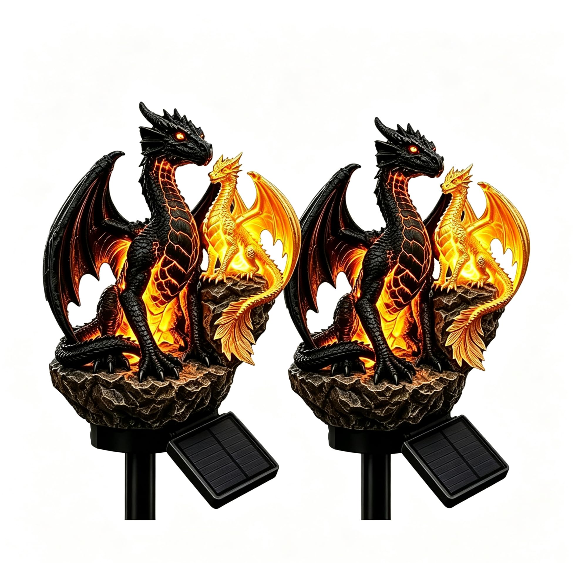 Halloween Dragon Golden Ember Edition Solar Garden Light