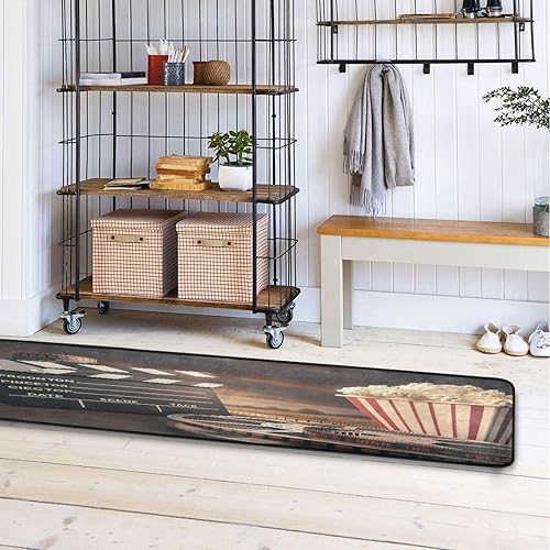 Miniatura 7 de Kigai Alfombra de pasillo de palomitas de maíz para cine de 24 x 72 pulgadas, ultra suave, antideslizante, lavable, para cocina, baño, entrada,