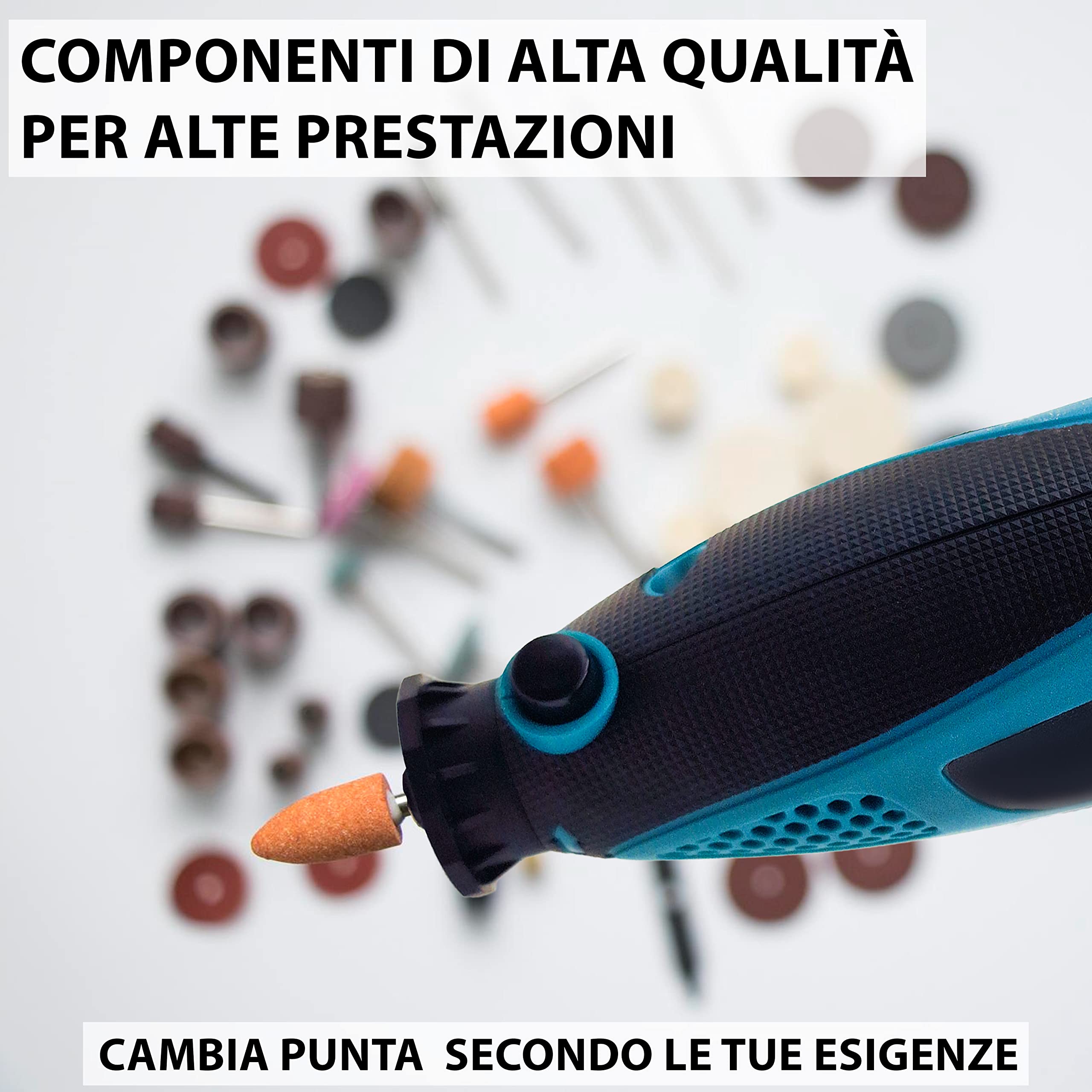 MAKA Trapano Multifunzione 6 Velocità con 211 Pezzi per Levigare Incidere e Perforare Mini Smerigliatrice 135W 23cm Lunghezza (211 pcs 135W)