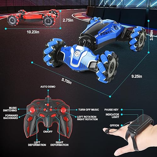 Miniatura 6 de Coche RC, auto de acrobacias con gestos RC, auto multifuncional de control remoto de deformación rotativa, regalos de cumpleaños para niños de 3 a