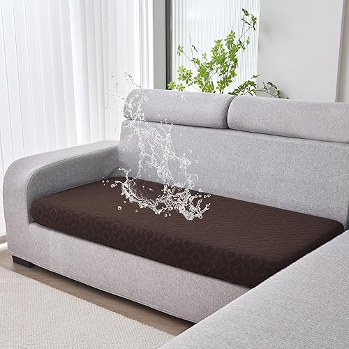 Miniatura 21 de Genina Fundas de cojín para sofá impermeables, fundas elásticas para sofá modular, funda de cojín lavable, antideslizante, con parte inferior Gris