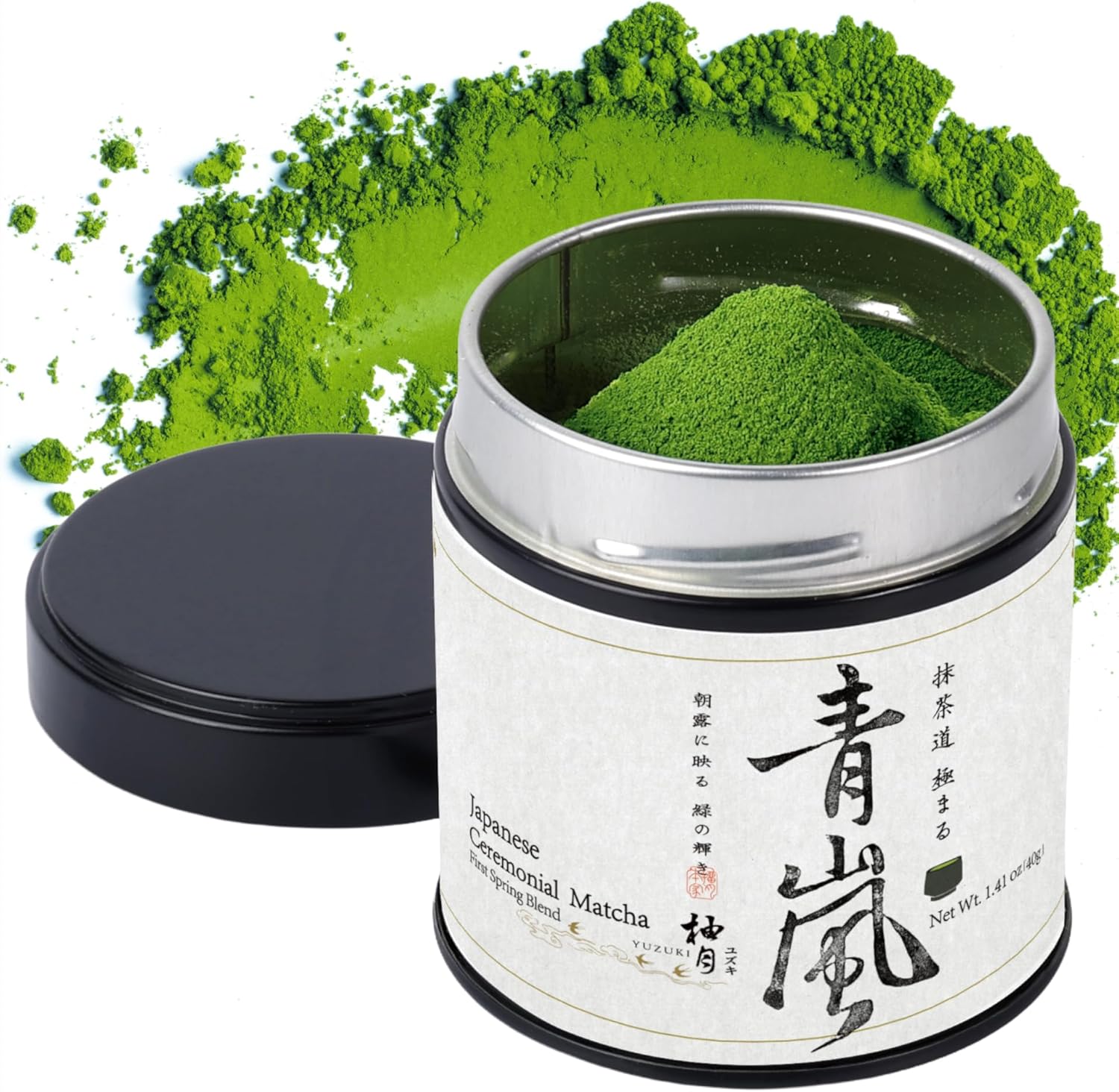 YUZUKI Premium Japanese Ceremonial Grade Matcha Powder, First Harvest Matcha Green Tea Powder from Uji, Kyoto – Smooth Umami No Bitterness, Asahi Cultivar (40g/1.41oz)