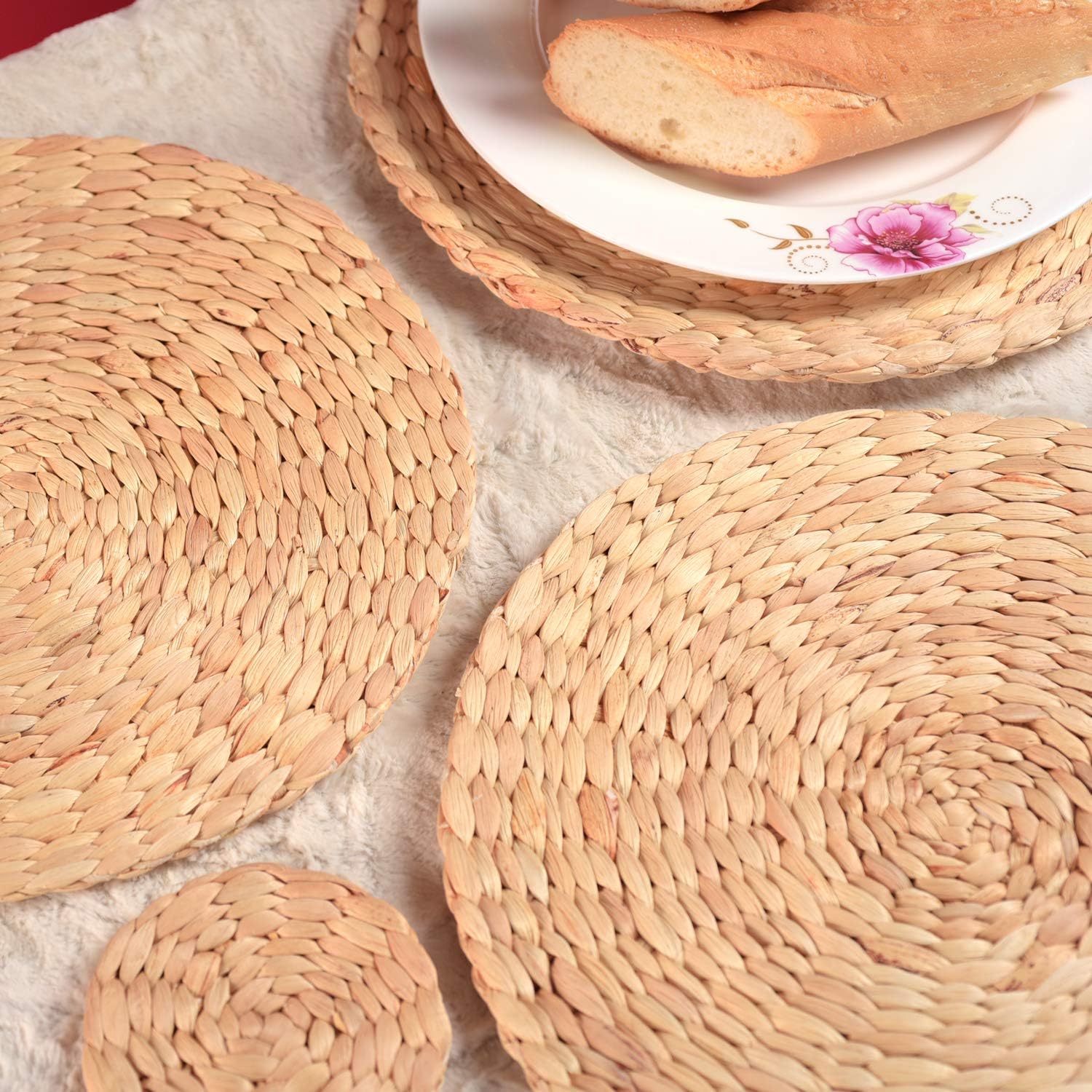 Review Truth Equeen Water Hyacinth placemats, Wicker placemats, Boho placemats, Dining Table Decor, Place mats 11.8 in, Farmhouse placemats Set of 6, Woven placemats Set of 6, Round placemats Set of 6