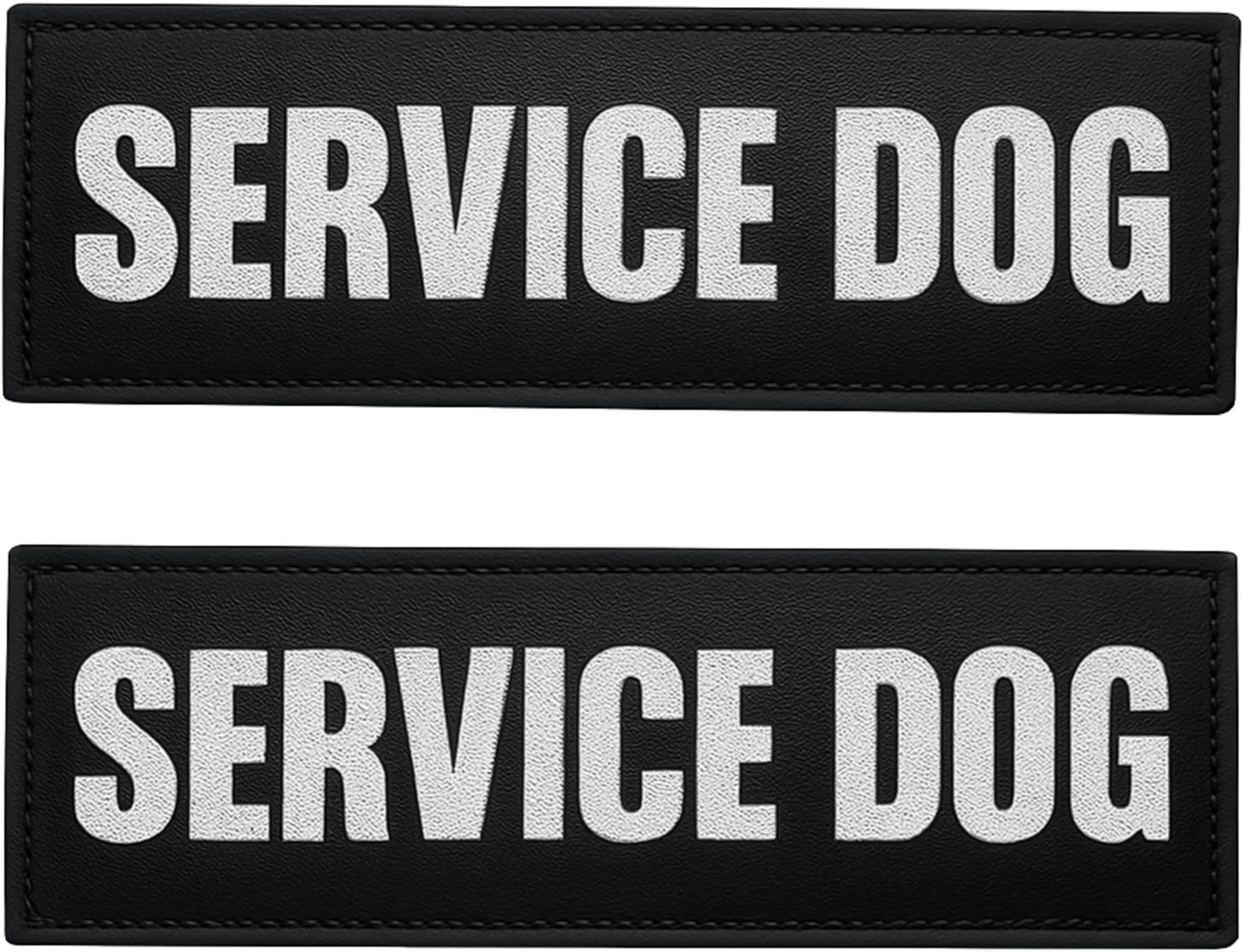 Albcorp Reflective Service Dog Patches with Hook Backing for Service Animal Vests /Harnesses Large (6 X 2) Inch