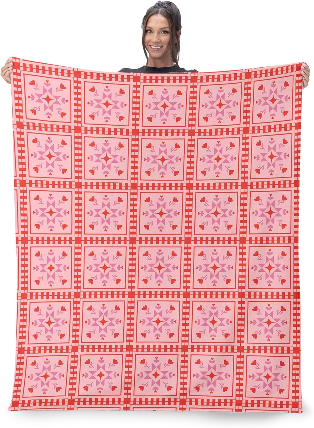 NORTHWEST Valentine's Day, Quilted, Silk Touch Sherpa Throw Blanket 50 x 60 Inches