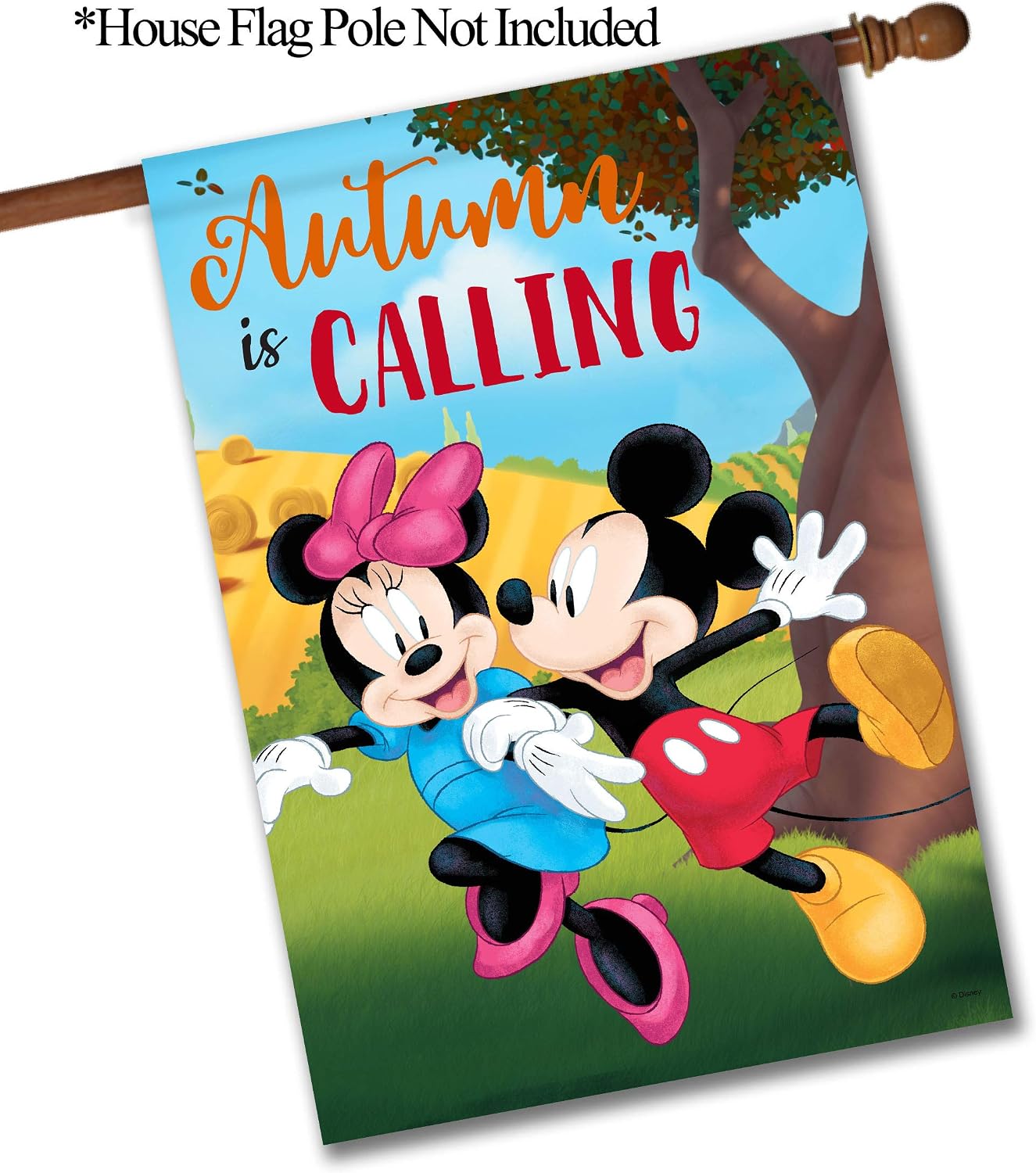 Flagology, Disney, Autumn is Calling Mickey & Minnie–House Flag, Outdoor/Indoor, Exclusive Premium Fabric, Officially Licensed Disney, Fall, Thanksgiving (28" x 40")