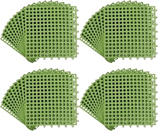 FAHKNS 50 PCS Interlocking Drainage Tiles, 12"x12"Anti SlipInterlocking Drain Mat, TPE Interlocking Floor Tiles for Showers, Toilets, Swimming Pools, Terraces, Drain, Pet Areas (Green)