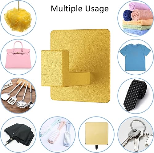 Miniatura 7 de VAEHOLD Ganchos adhesivos para toallas, ganchos de pared resistentes de aluminio negros para colgar abrigos, sombreros, toallas, batas, ropa, gancho