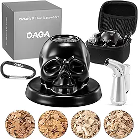 Kit de defumador de uísque com tocha - bolsa portátil, 4 lascas de madeira, kit de infusor de defumador de coquetel, kit antiquado para bebidas, defumantes, presentes de aniversário para homens, pai