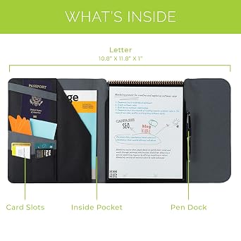 Rocketbook Flip Cover, All-in-One Case and Organizer Flip Notebook, On the Go, Letter Size 8.5x11, Black