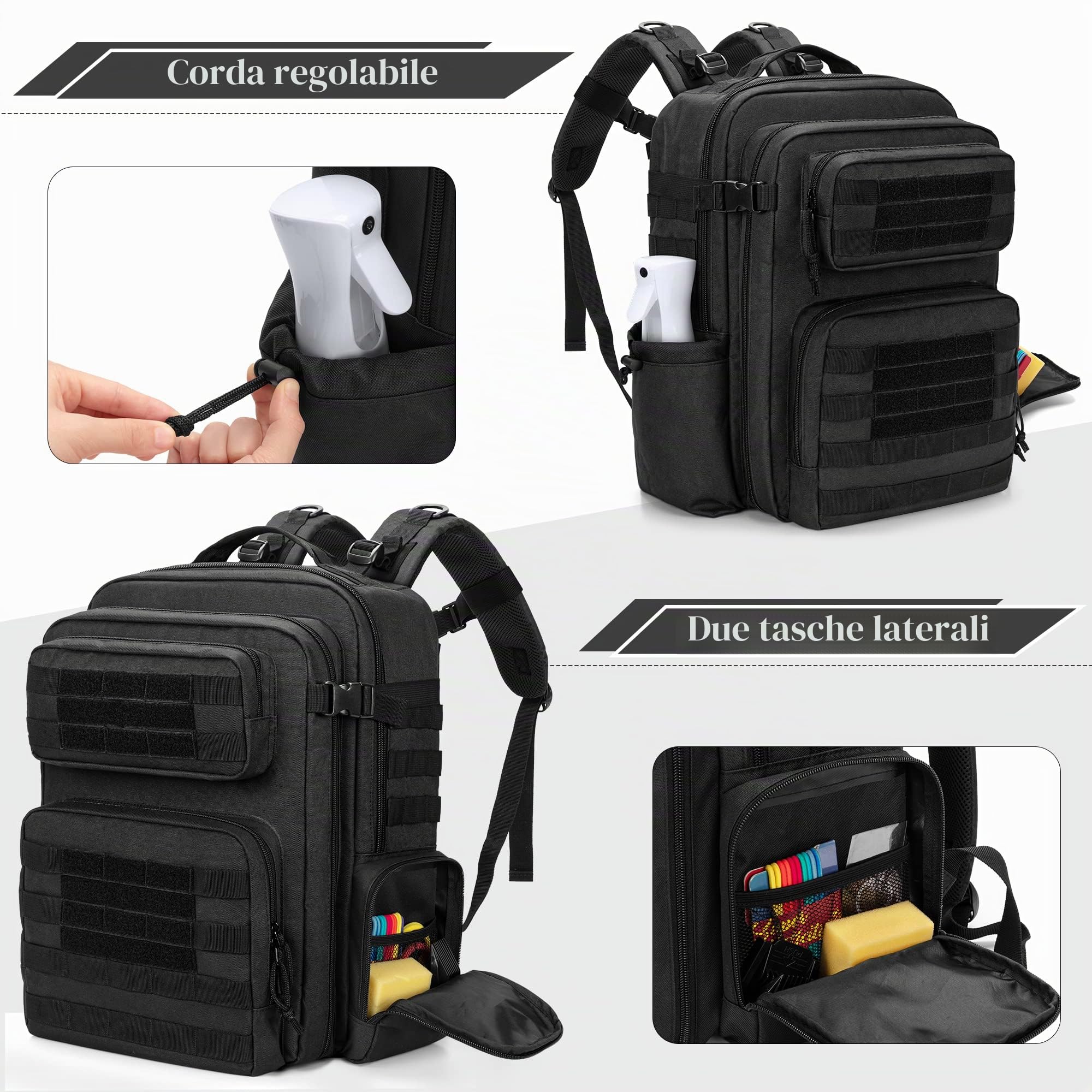 BAFASO Zaino da Barbiere, Borsa da Parrucchiere per Strumenti per Styling, Attrezzi (Solo Borsa), Nero