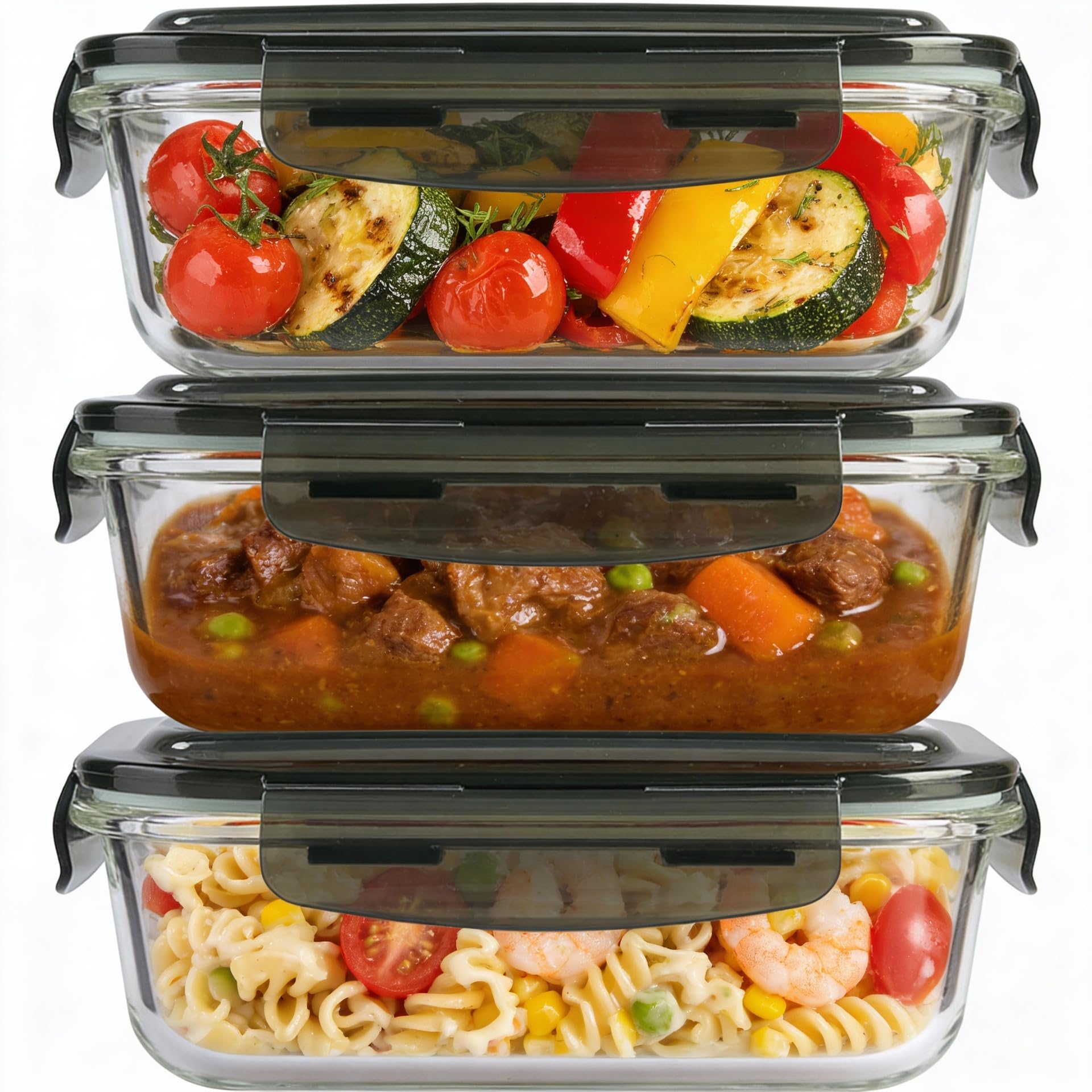 MantraRaj 380ml Meal Prep Glass Containers with Lids (3 Pack) – Airtight & BPA-Free – Microwave, Freezer & Dishwasher Safe – for Lunch, Pantry Organizers Storage, Lunch Boxes Takeaway Containers