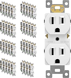 ENERLITES Duplex Receptacle Outlet, Residential Grade Electrical Wall Outlet, 15A 125V, Self-Grounding, 2-Pole, 3-Wire, UL Listed, 61581-W-40PCS, White (40 Pack)