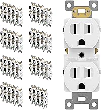 ENERLITES Duplex Receptacle Outlet, Residential Grade Electrical Wall Outlet, 15A 125V, Self-Grounding, 2-Pole, 3-Wire, UL Listed, 61581-W-40PCS, White (40 Pack)