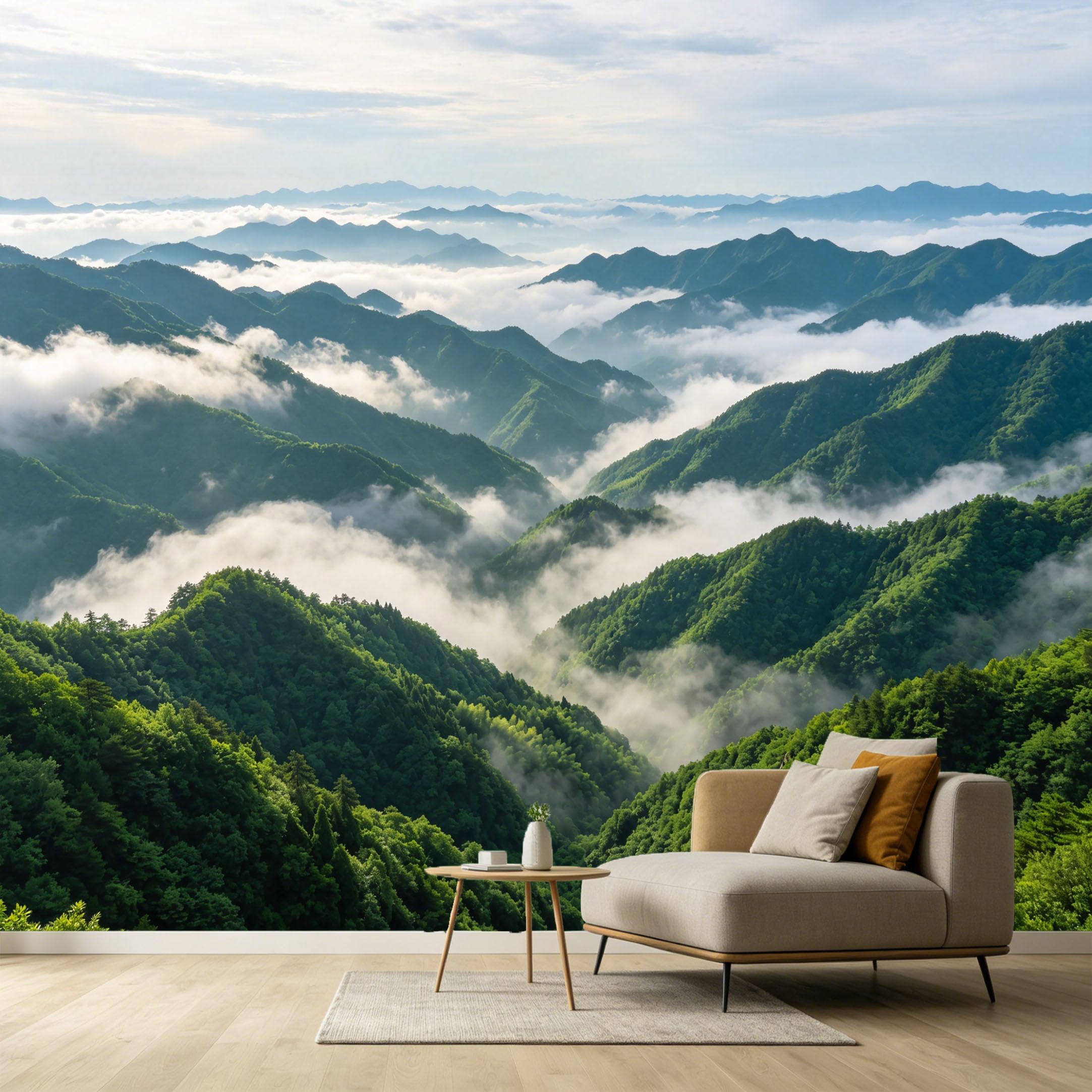 Custom Size Wall Murals Mountain Lake Landscape Mist Valley Peak SelfAdhesive Wall Fabric Removable Large Wallpaper for Photo Living Room Interior Decor Home Art