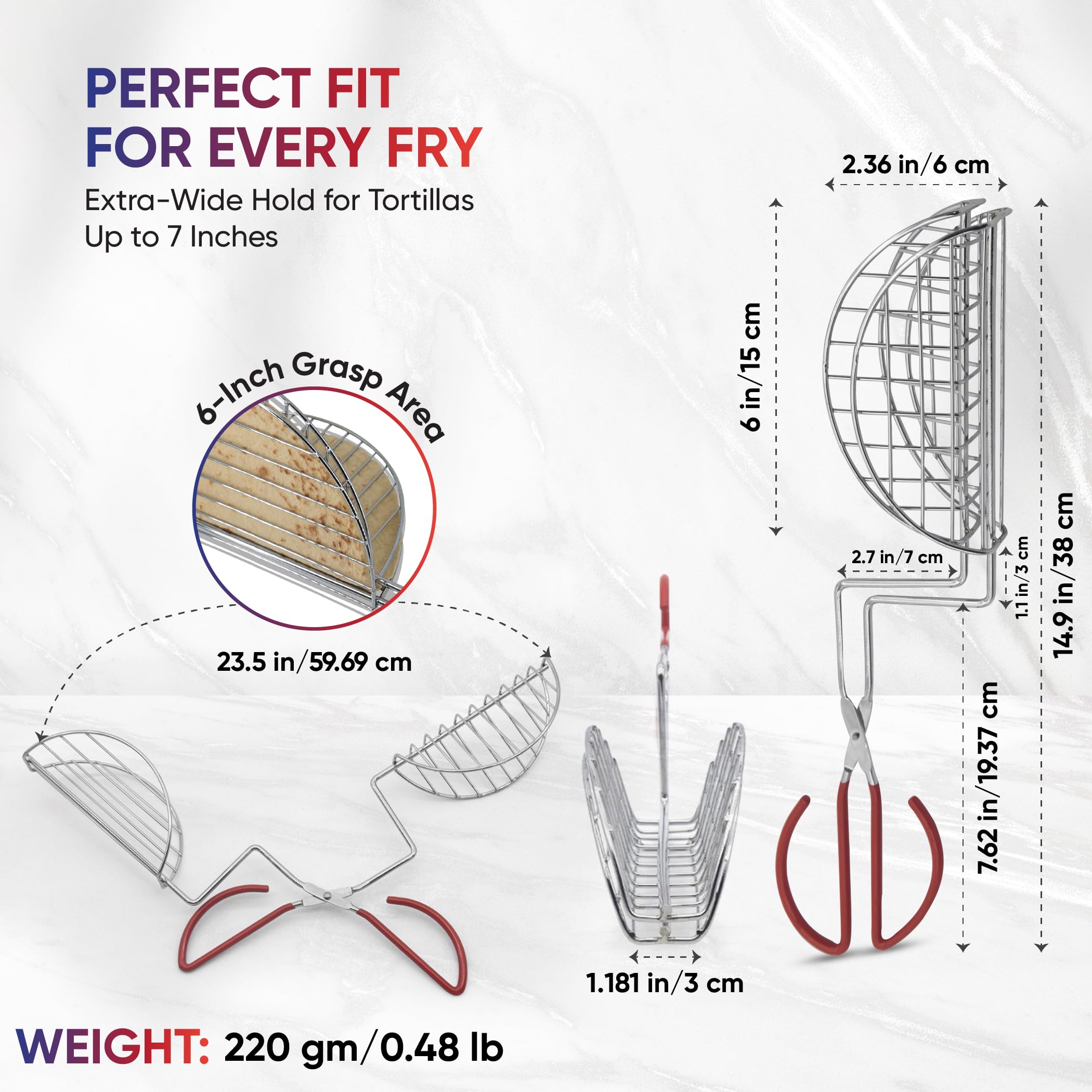 StarBlue Lot de 2 pinces à tacos pour frire - 15,2 cm - Outil facile à prendre en main pour faire des coquilles de tacos croustillantes - Résistantes à la chaleur et passent au lave-vaisselle