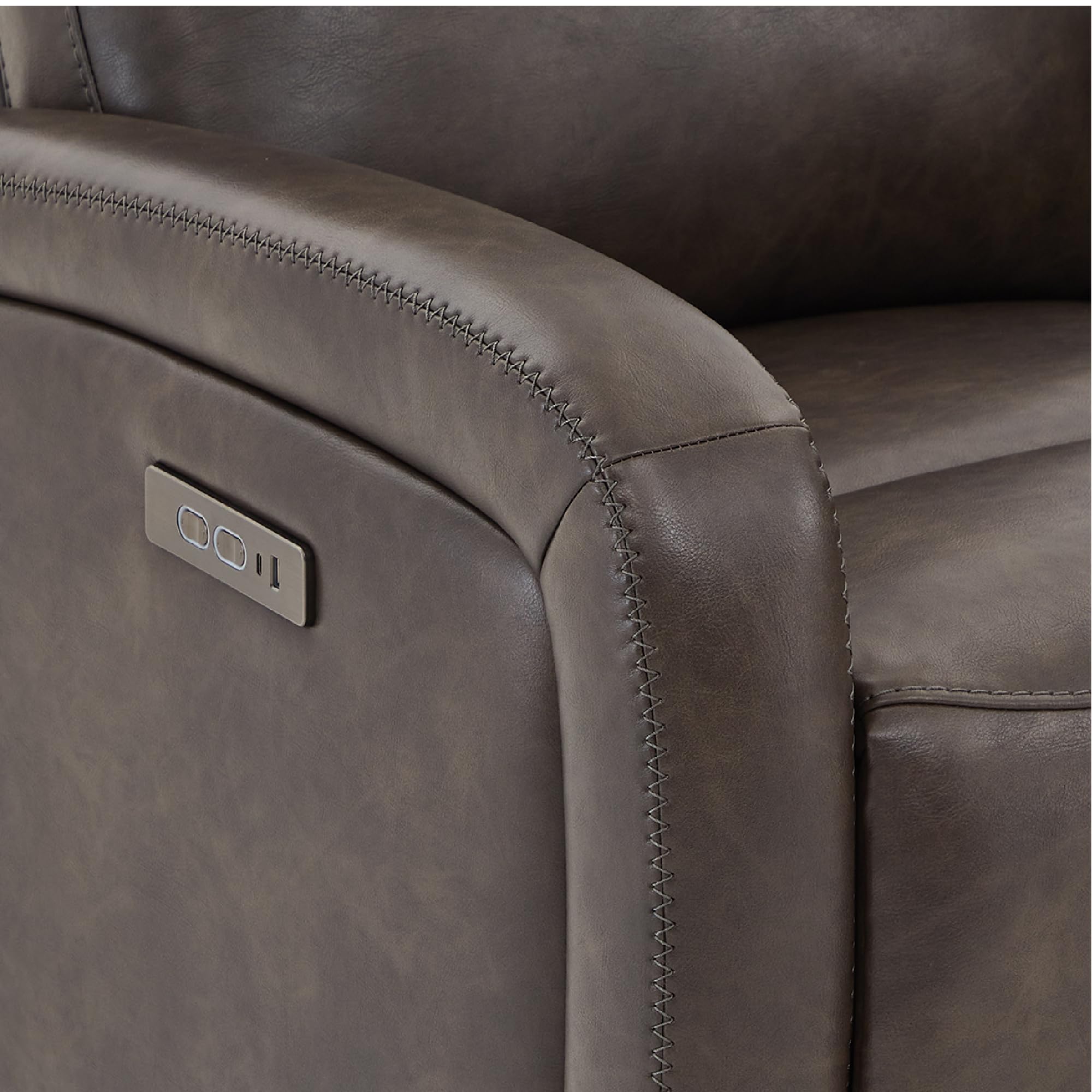 Watson & Whitely Silla reclinable eléctrica, sofá reclinable de pared cero con reposacabezas eléctrico cargador tipo C, pequeño sillón reclinable de piel sintética para caravana, asiento de cine en
