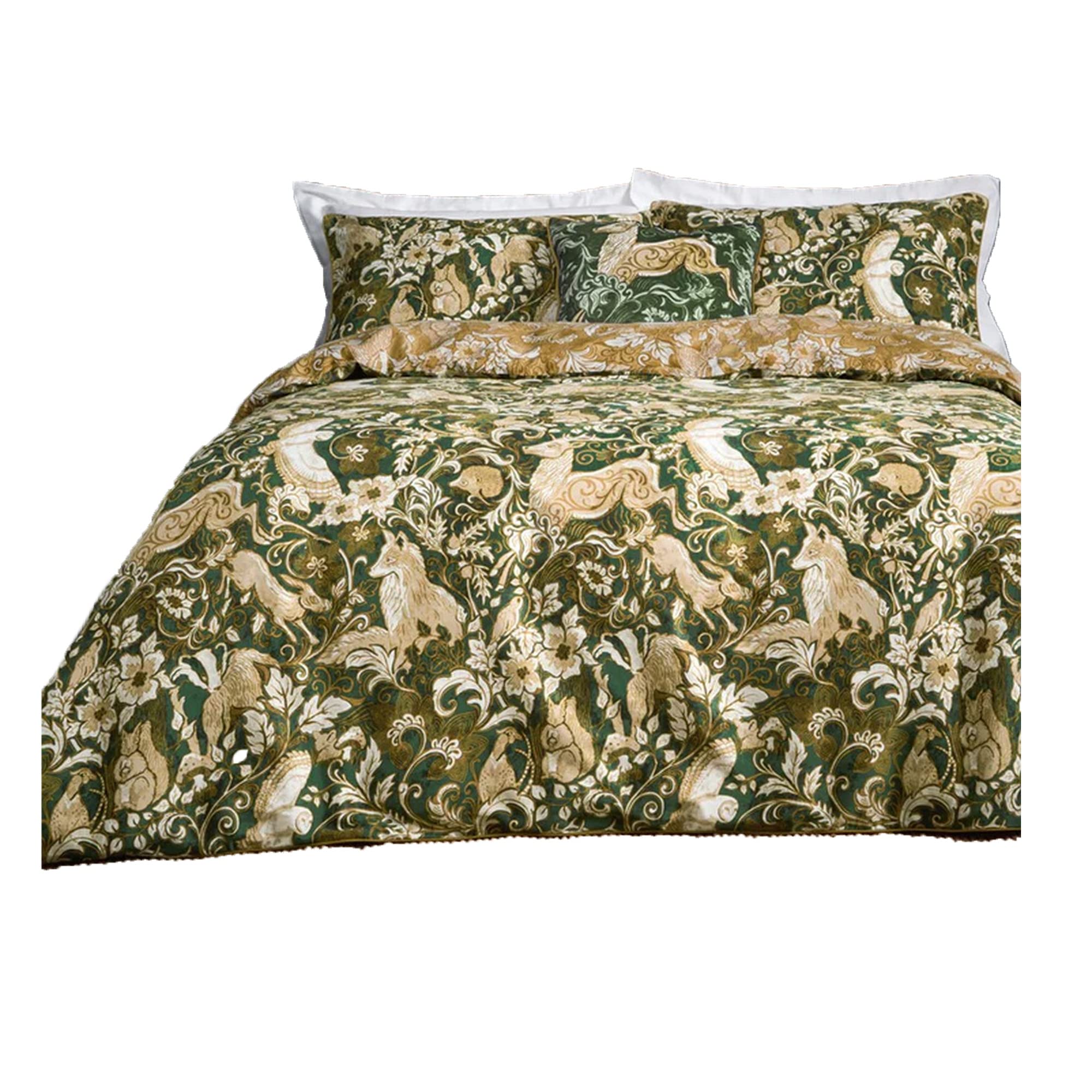 Paoletti Emerald Harewood Animal 100% Cotton Duvet Cover Set - Single
