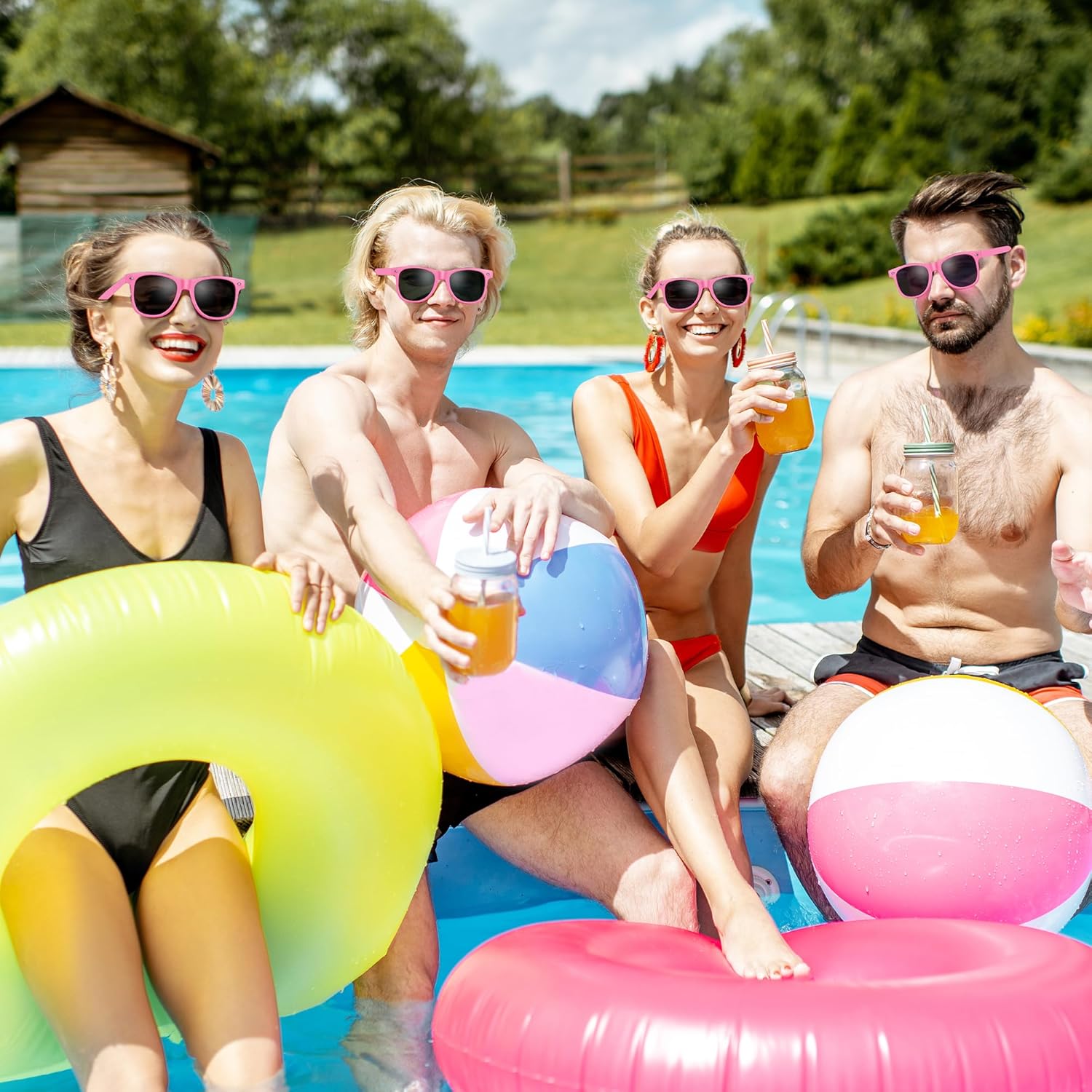 Oleitodh 60 Pack Pink Party Sunglasses Kids Bulk for Birthday Party Favors Goody Bag Fillers for Beach Pool Party for Teens Adults