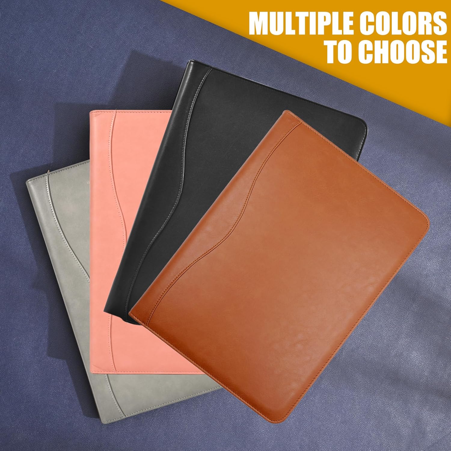 Deziliao 3-Ring Padfolio Portfolio Binder Organizer, Document Organizer Folio, 10.4 Inch PU Leather Business Portfolio with Zipper, Business Planner Notebook Organizer for Women/Men（Grey） D00070