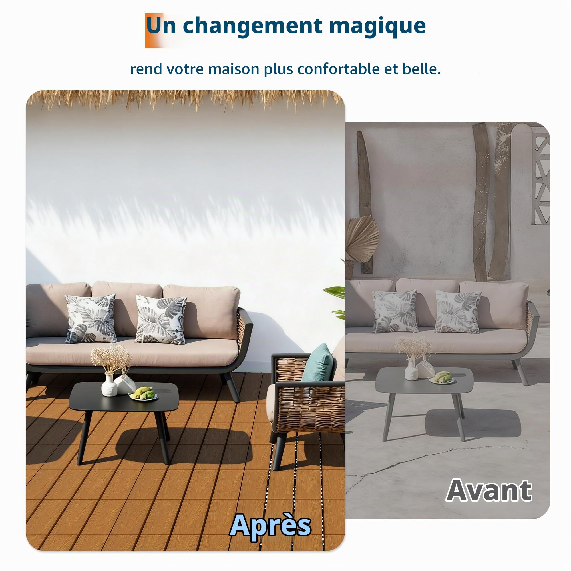 Garvee Lot de 27 Dalles Clipsables Extérieur 30x30 cm pour Terrasse Balcon