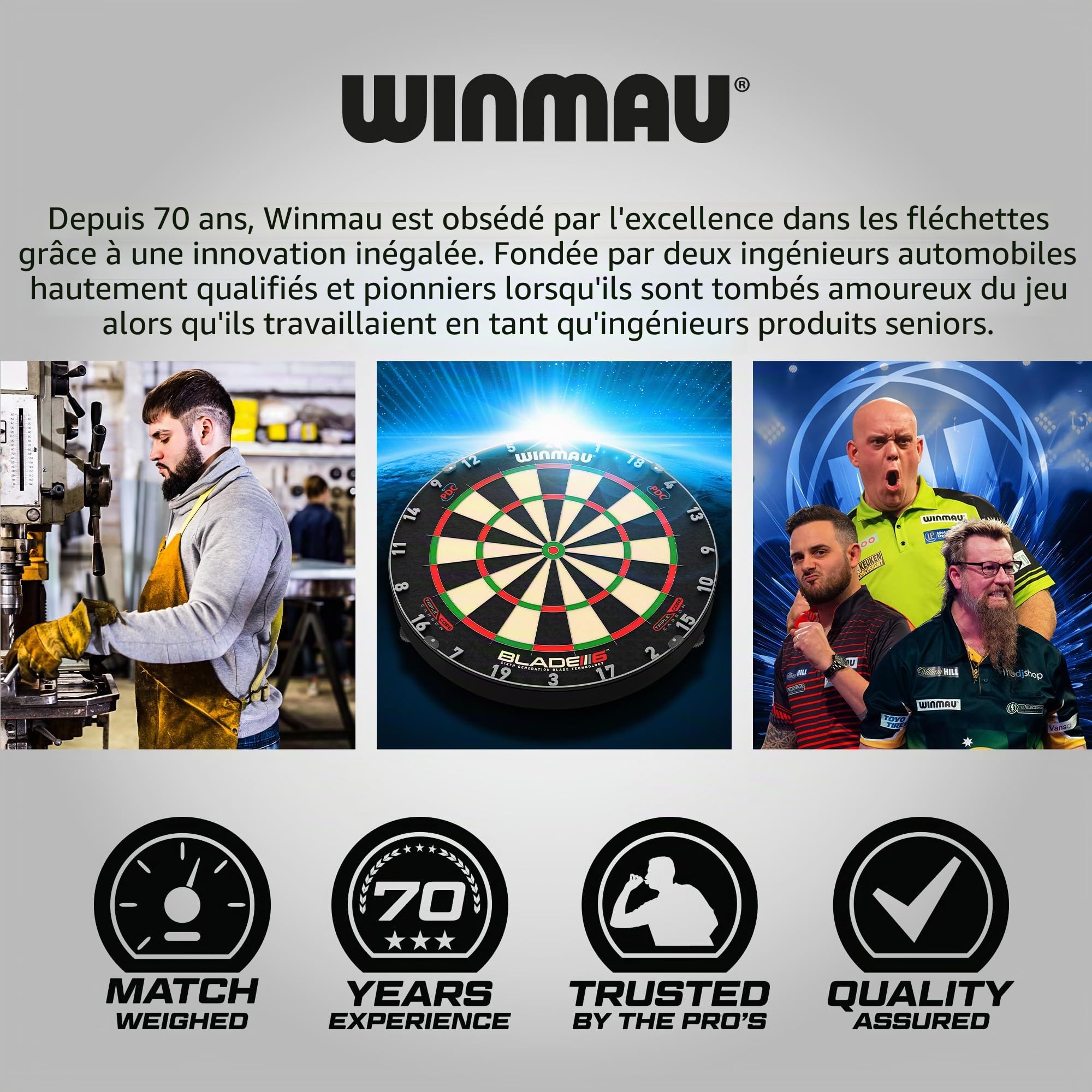 WINMAU Advance 500 Series Professional Tungsten Steeltip Darts Set with Flights and Shafts (Stems)