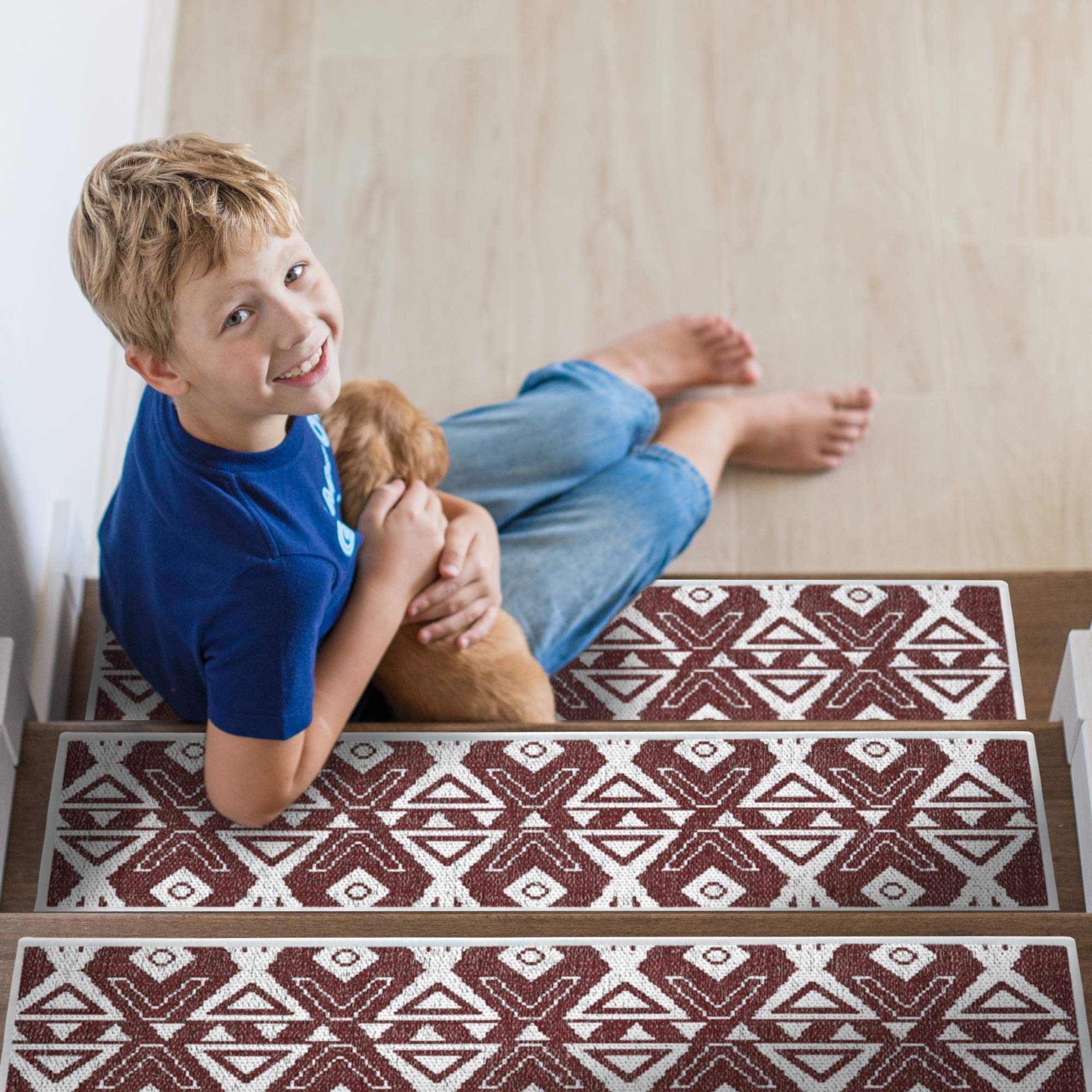 Fascia Per Gradini SussexHome Antiscivolo 70% Cotone - 22,9x71,1 Cm, Colore Grigio, 13 Pezzi Con Nastro Biadesivo Per Scale Interne, Facile Da Installare