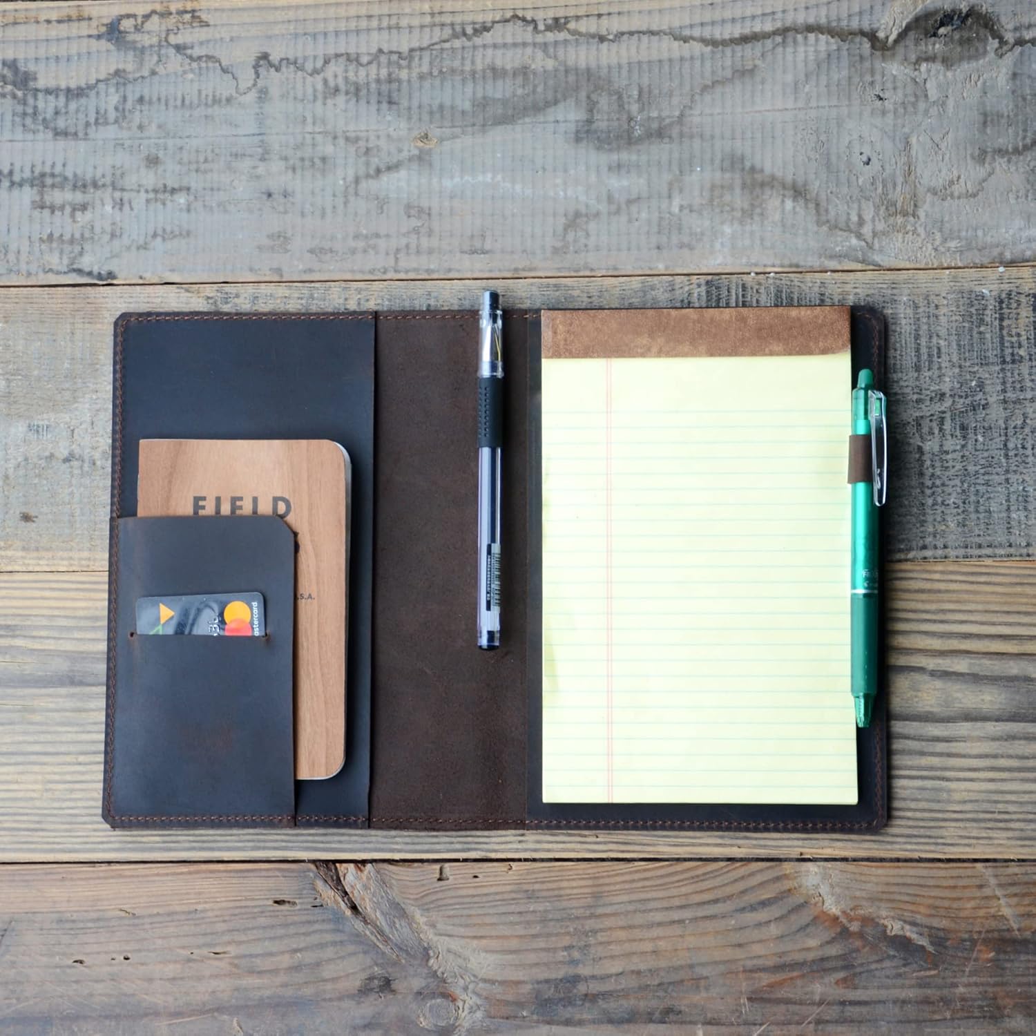JJNUSA Leather Cover Compatible With Tops The Legal Pad Writing Pads 5" x 8", Legal Rule, Notebooks Distressed Genuine A5 Leather Cover Dark Brown