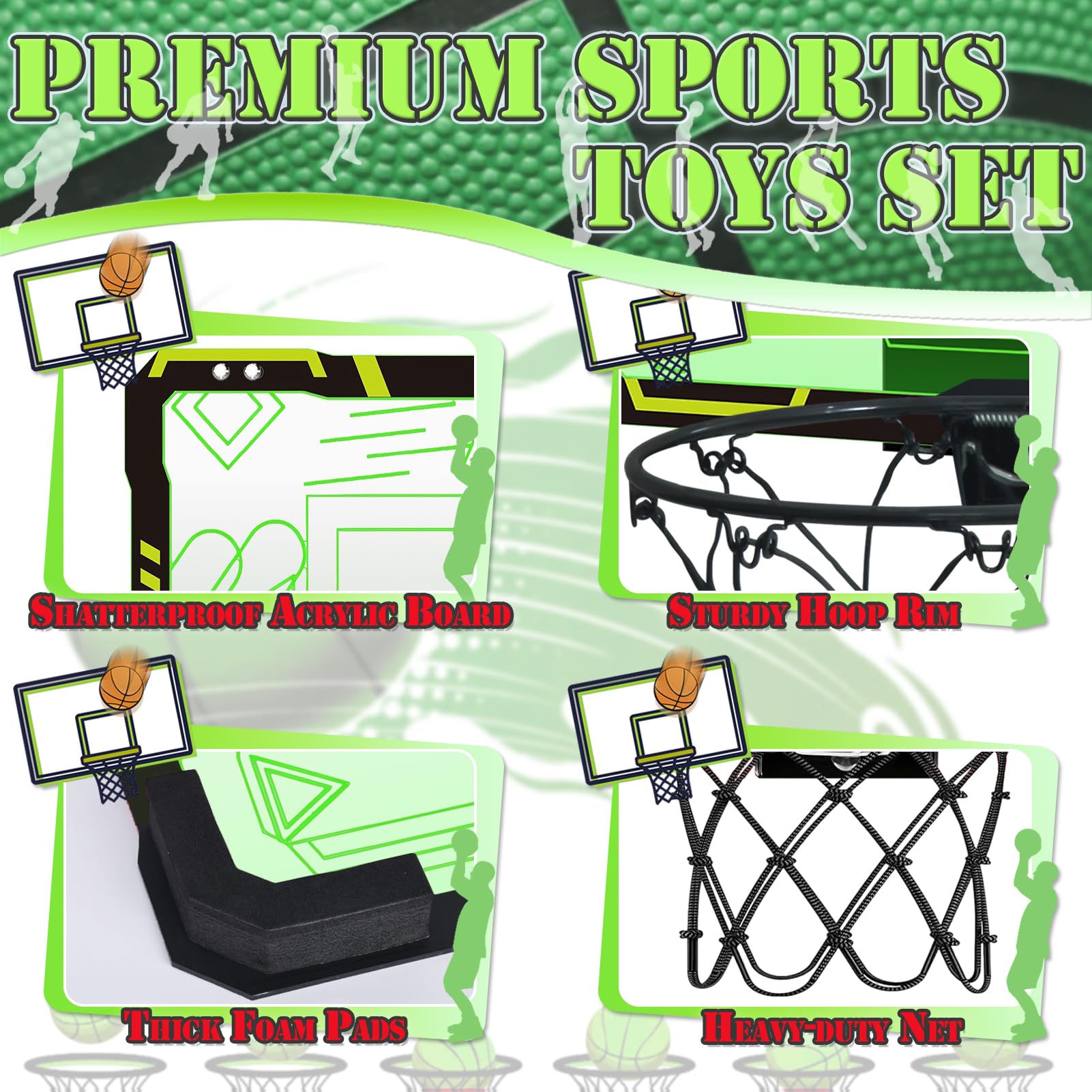 Canasta Baloncesto Infantil Con Marcador Electrónico Doble Y Luces LED – 2 Modos De Juego