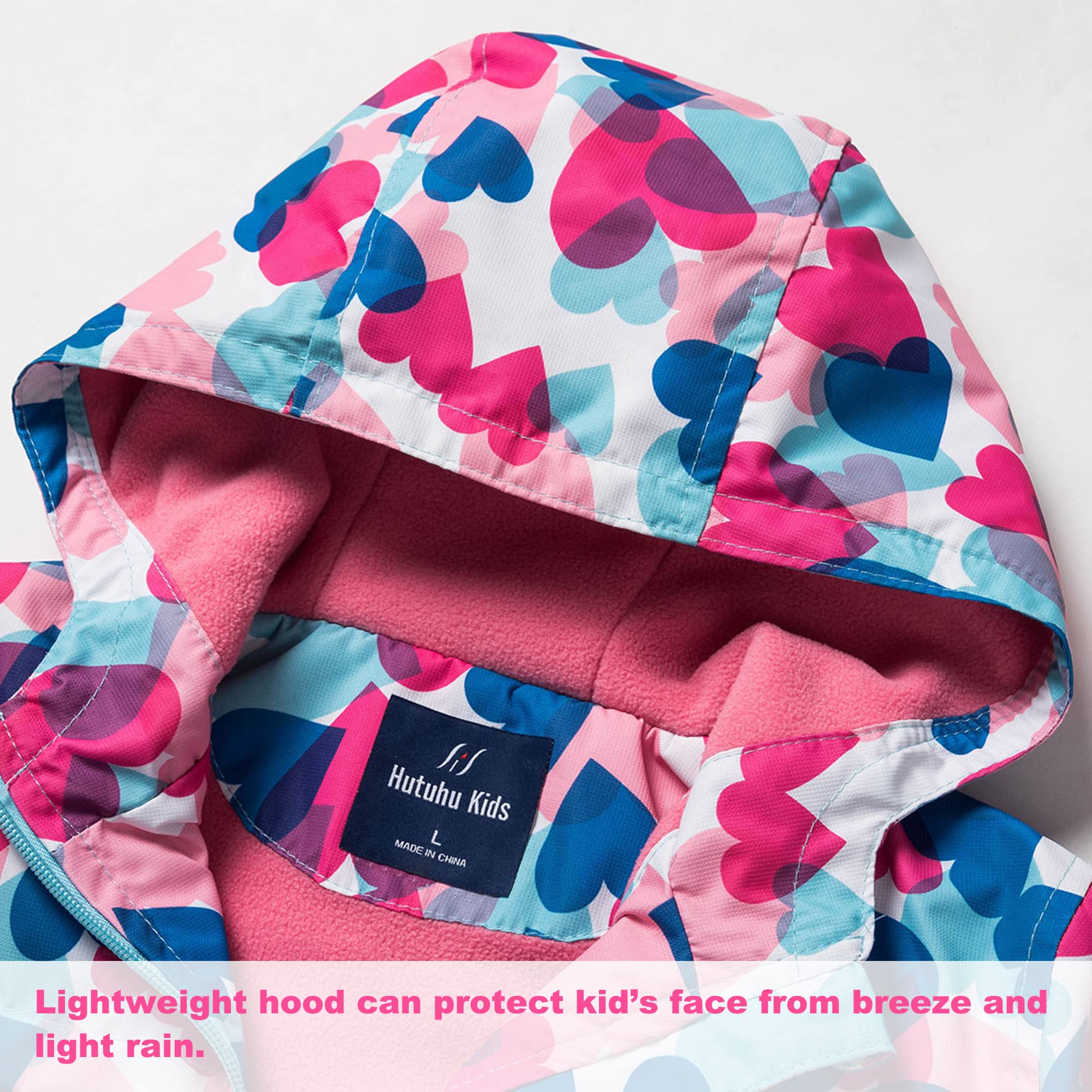 Blouson Imperméable Filles, Veste de Pluie pour Enfants Manteaux Imperméables à Capuche Coupe Vent Veste de Pluie Légère Imprimée Printemps Automne 3-10 Ans