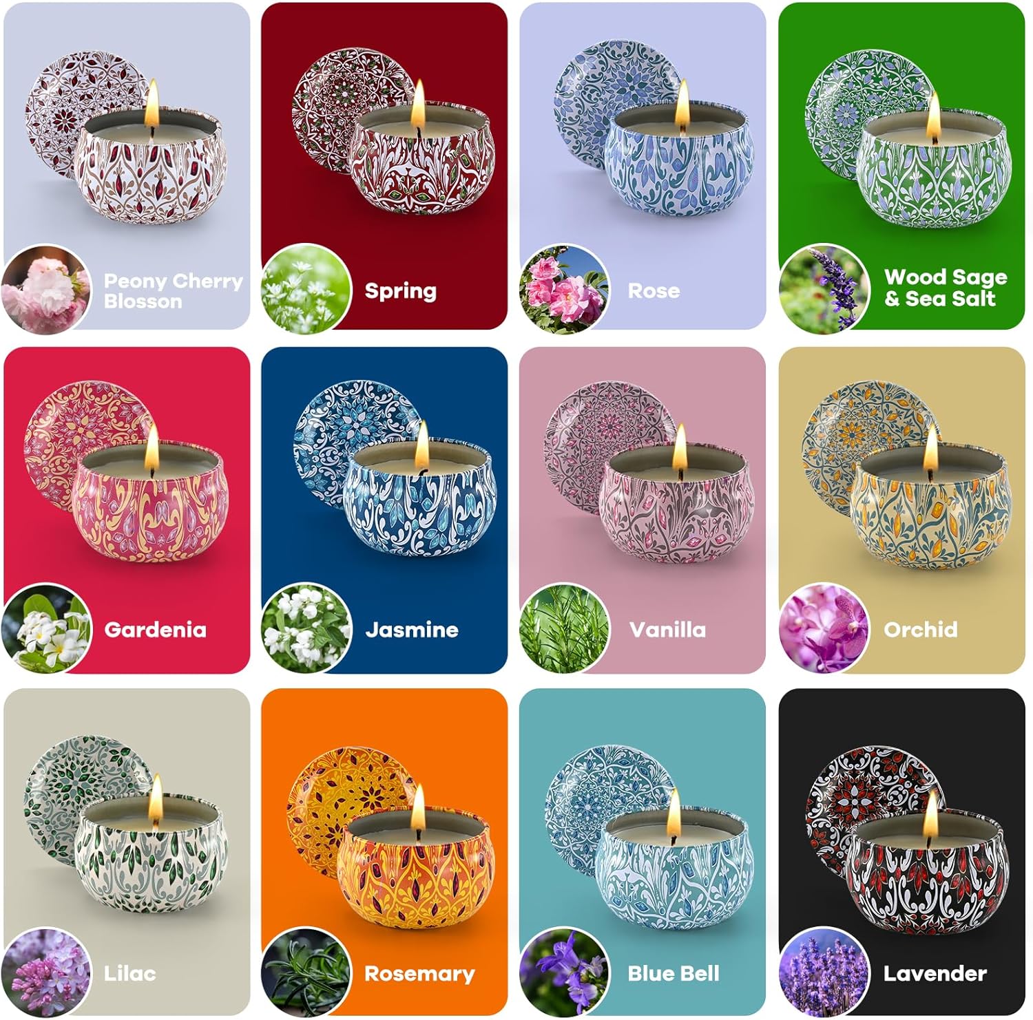 Scented Candle Set, 12 Pack Candles Gift for Home Scented, Aromatherapy Candle Gift, 2.5 oz Long Lasting Soy Candles for Men, Women, Friends Birthday, Mother's Day, Valentine Bath SPA - Image 4