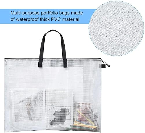 Miniatura 10 de Outus Portafolio de arte - Bolsa de almacenamiento para pósteres, con asa y cremallera, organizador de 19 x 24 pulgadas, bolsa transparente para