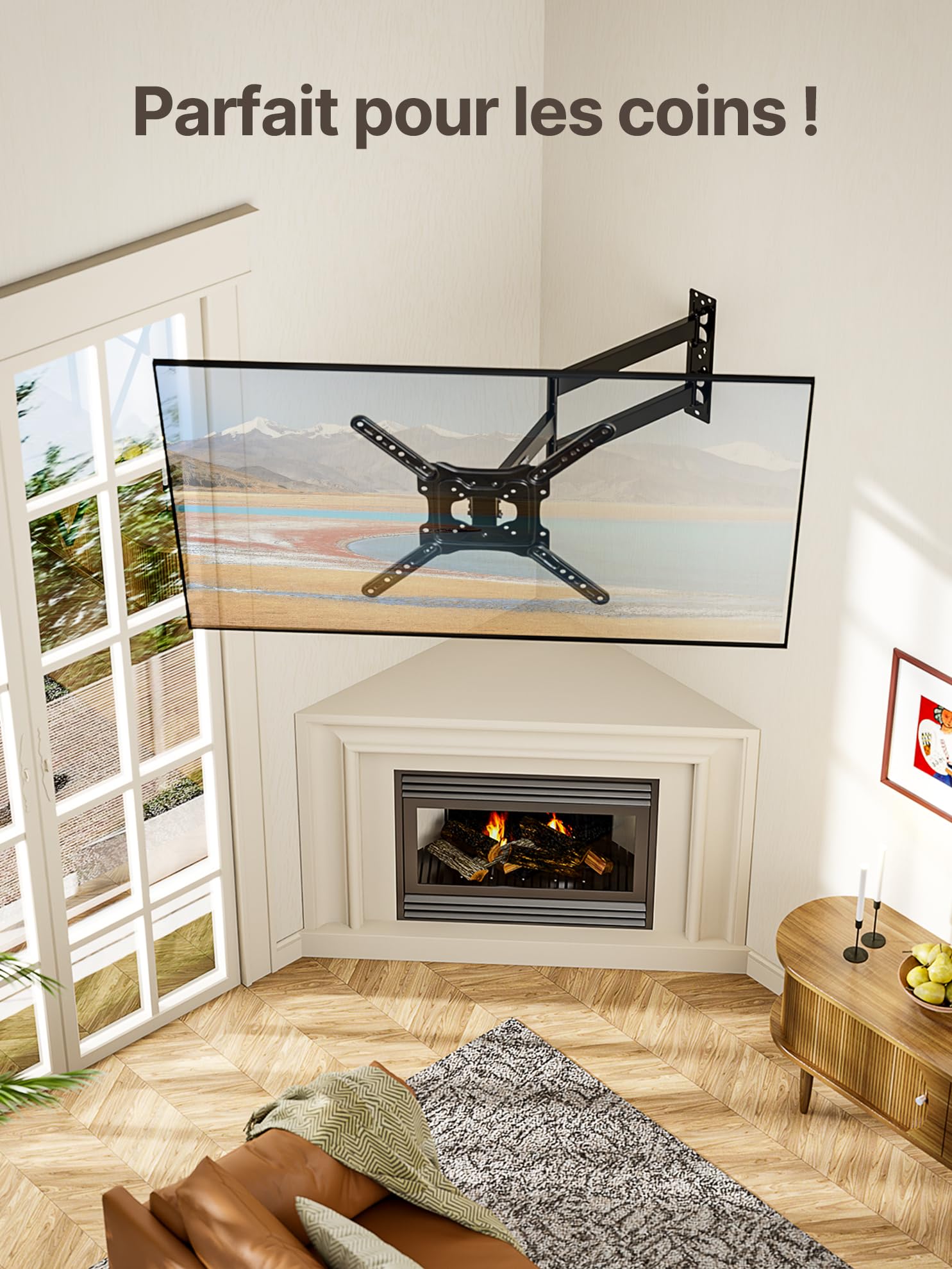 monTEK Support Mural TV à Extra Longue Portée 728mm, pour écrans 23"-65" | Fixation Murale TV jusqu'à 35kg, Orientable et Inclinable, Support TV d'angle, Extension Longue Distance, Max VESA 400x400 mm