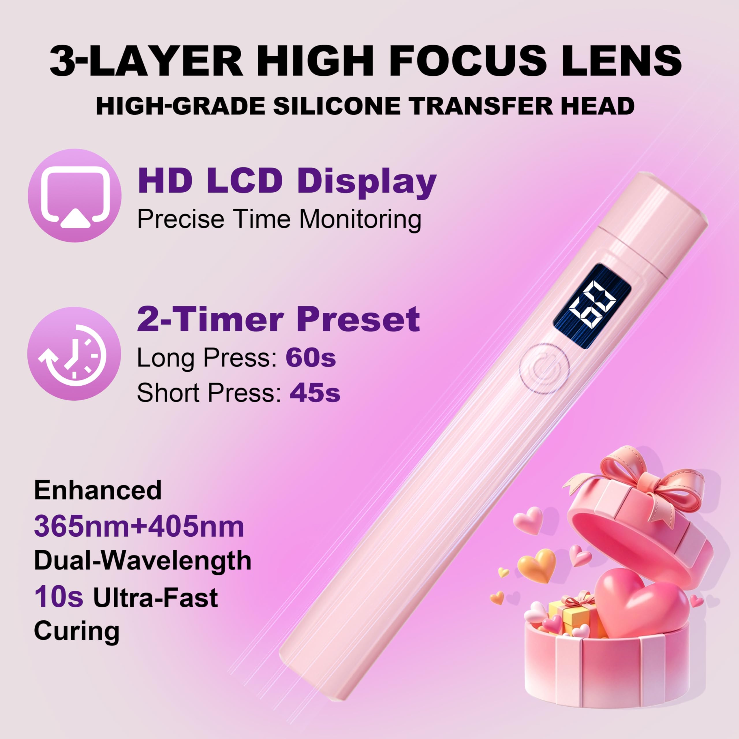 Mini-UV-Licht für Nägel, LED-Blitz-Lampe für Gel-Nagellack, tragbares UV-Stiftlicht für Einzelfinger, Nagelhärtelampe mit Ständer für Anfänger, Salon, DIY oder Maniküre zu Hause, Weiß (Schwarz, Mini)