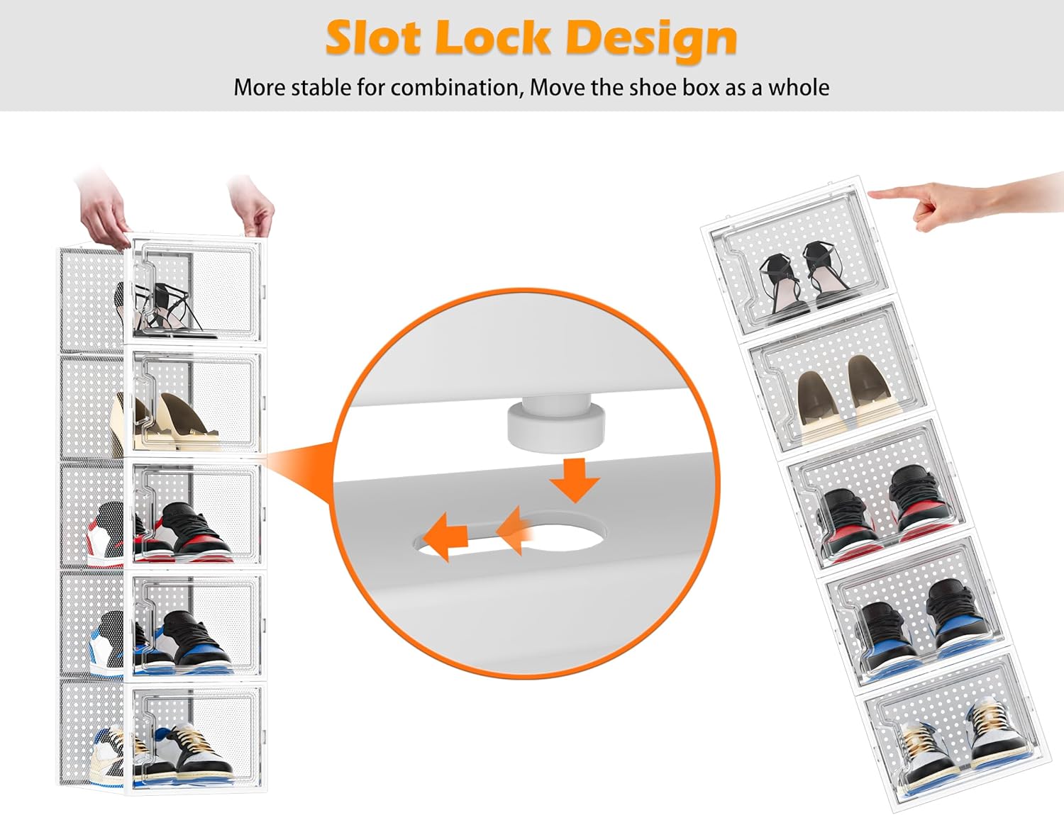 HOMIDEC Shoe Storage, 12 Pack Shoe Organizer for Closet, Shoe Boxes Clear Plastic Stackable Shoe Containers with Lids for Size 13