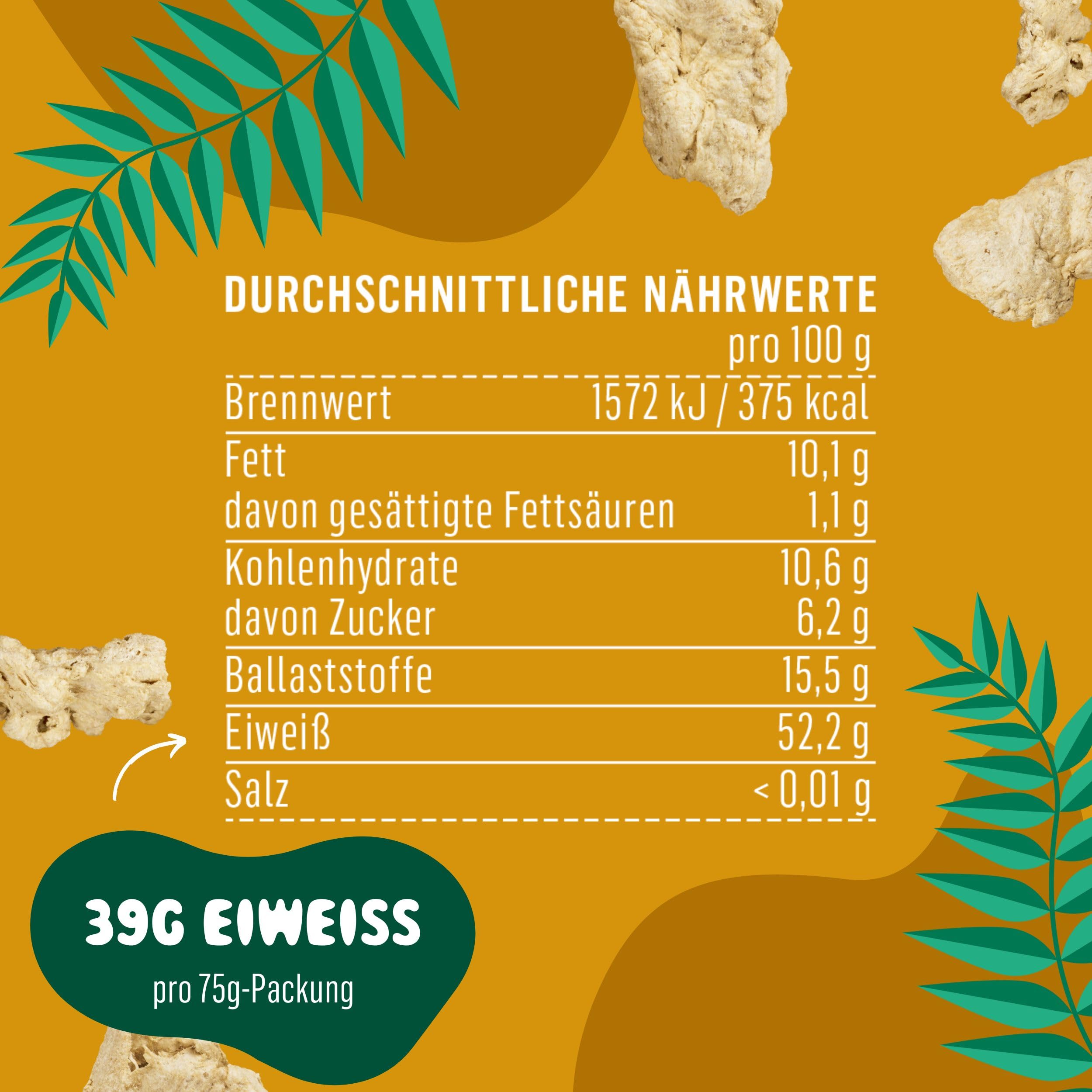 THE VEGAN COW - Veganer Bio-Fleischersatz - 75g (225g zubereitet) - doppelte Proteinquelle - TOP Qualität, Geschmack und Konsistenz - Allergenfrei und ohne Soja (2x75g, Veganes Hack und Schnetzel)