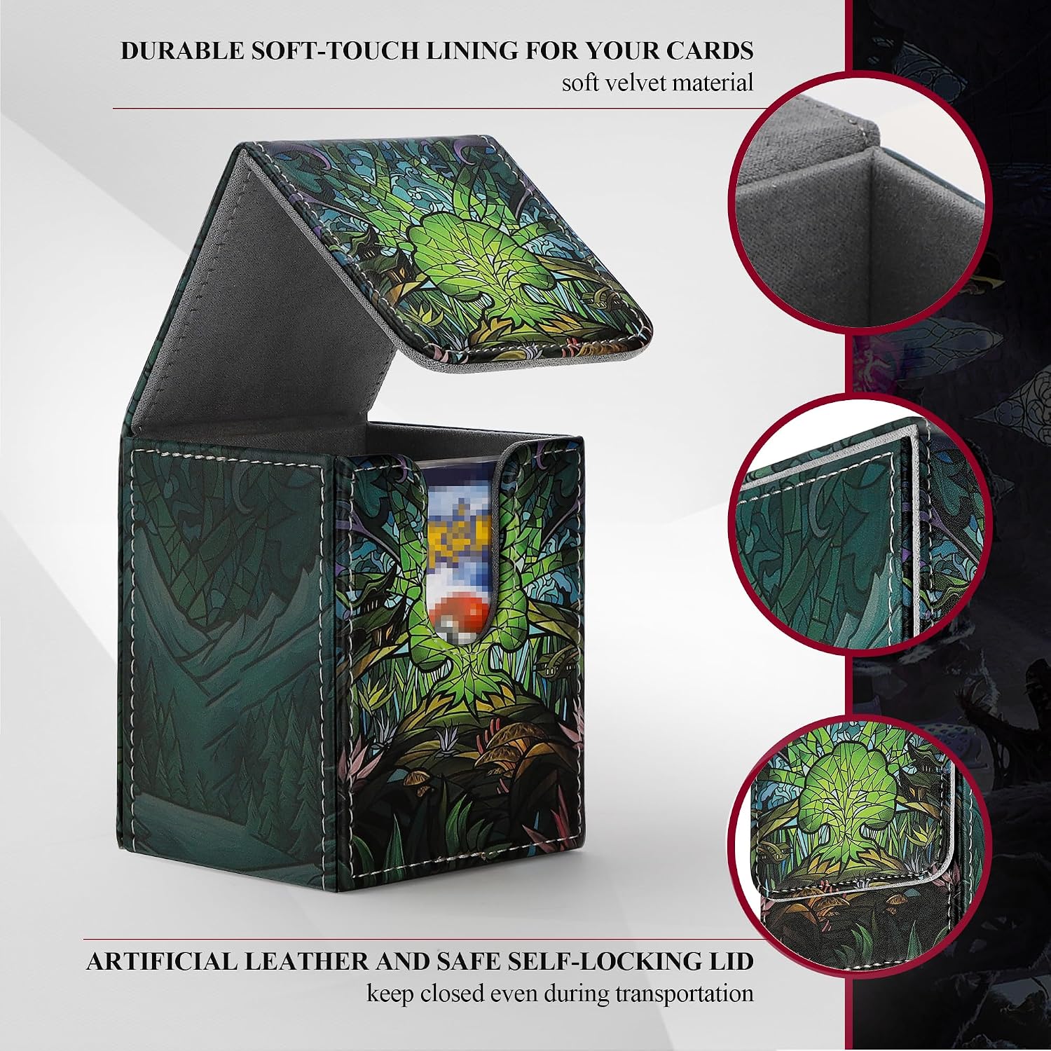 Card Deck Box for MTG Card Storage Box Holds 100 Plus Single Sleeved Cards with Trading Cards Games TCG Yugioh etc. (Light Green)