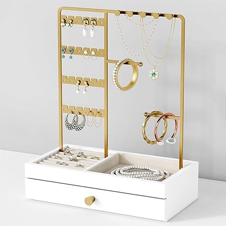 Gold Preppy Jewelry Stand Organizer: A Classy Display for Your Precious Gems