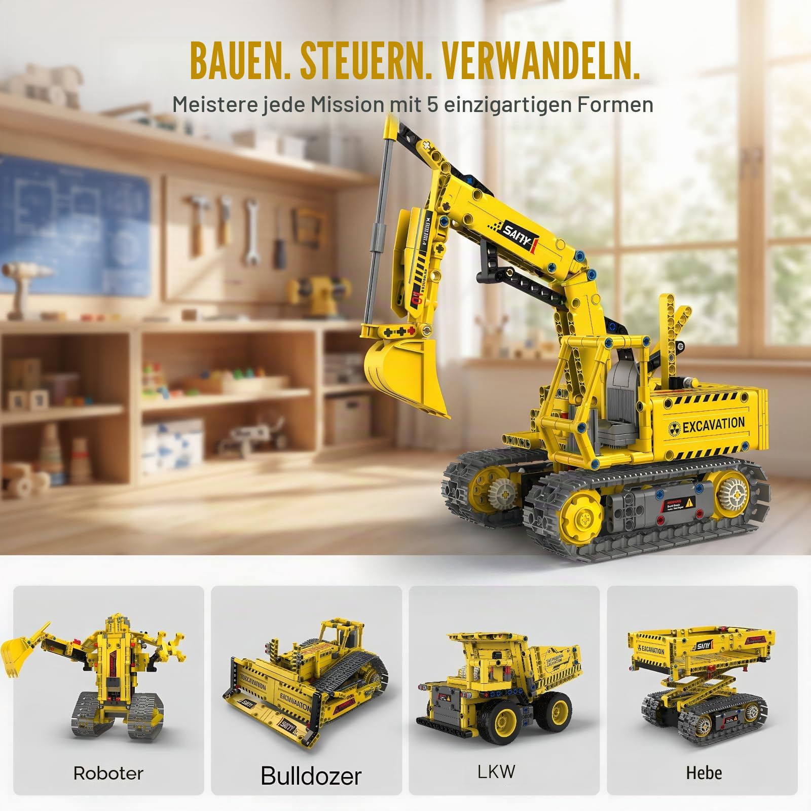 Roboter Bausatz, STEM Modell Set Projekt Geschenkset | Roboter-Bauset mit App und Fernbedienung, flexiblen Gelenken und motorisierter Bewegung; gebaut für aktives Spielen, Display