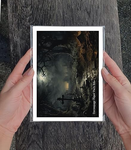 Miniatura 5 de Decoupage - Paquete de papel (35 hojas de 6 x 8 pulgadas), diseño de brujas místicas FLONZ, tarjetas de ilustración de Halloween, para decoupage,