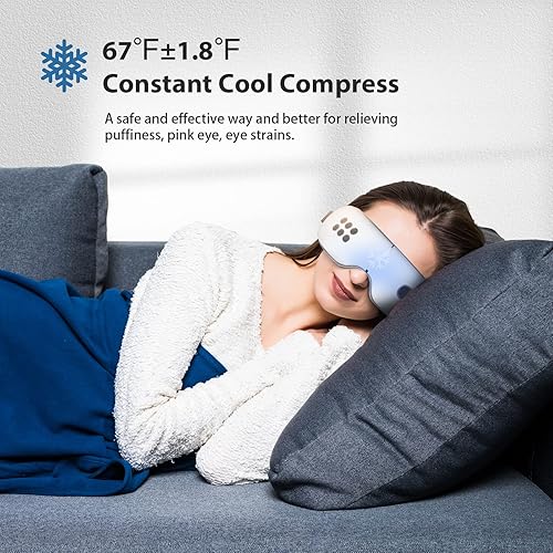 Miniatura 3 de Masajeador de ojos con Bluetooth y compresión para migrañas, masajeador de ojos con calor y enfriamiento para ojeras, relaja los ojos secos, máscara