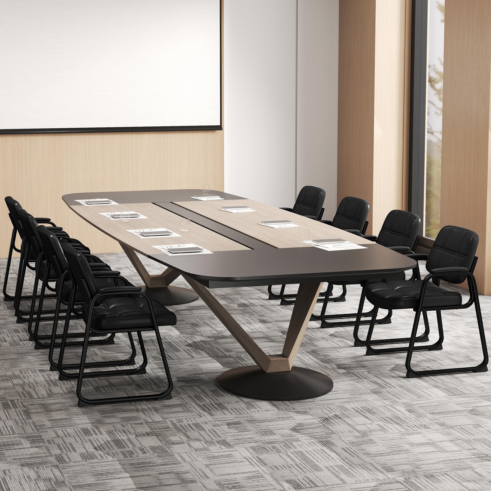 GIANTEX Set de 2 Sillas Confidente Acolchadas, Sillas de Conferencia de Cuero Artificial, Estructura de Metal, 64 x 60 x 82,5 cm