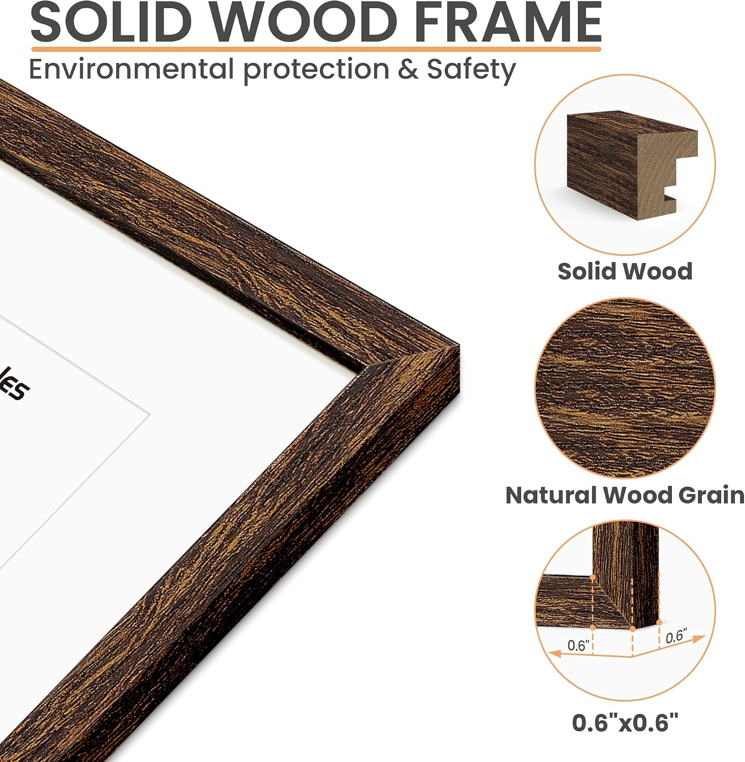 upsimples 8x10 Picture Frame Solid Wooden, Nursery Decor, 1Pack Walnut image 3