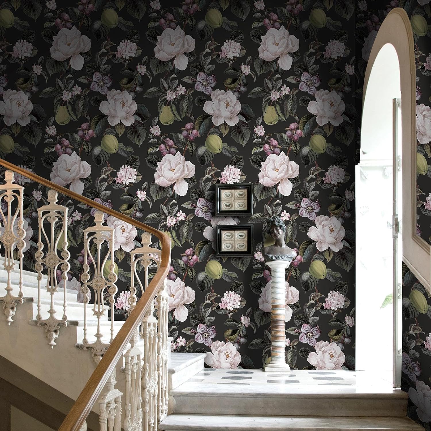 Pyrus Bold Botanical Floral Themed Wallpaper Perfect for Feature Walls and Living Rooms Charcoal Gray Holden 13891