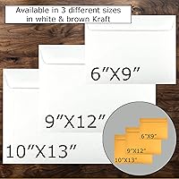 Vista 4 de 150 sobres de cajero para folletos de 9 x 12 pulgadas (lado abierto), 28 libras pesadas de alta calidad (blanco)