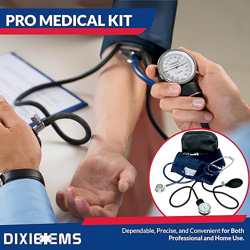 Miniatura 2 de Dixie Ems Kit de presión arterial y kit de estetoscopio de doble cabezal, ZHE920, Adulto, Marino, 1, 1