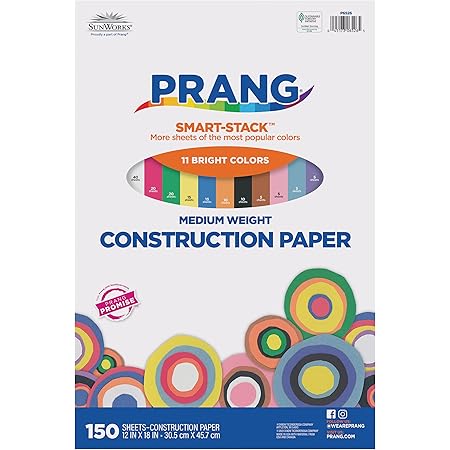 Prang (Formerly SunWorks) Smart-Stack Construction Paper, 11 Assorted Colors, 12" x 18", 150 Sheets