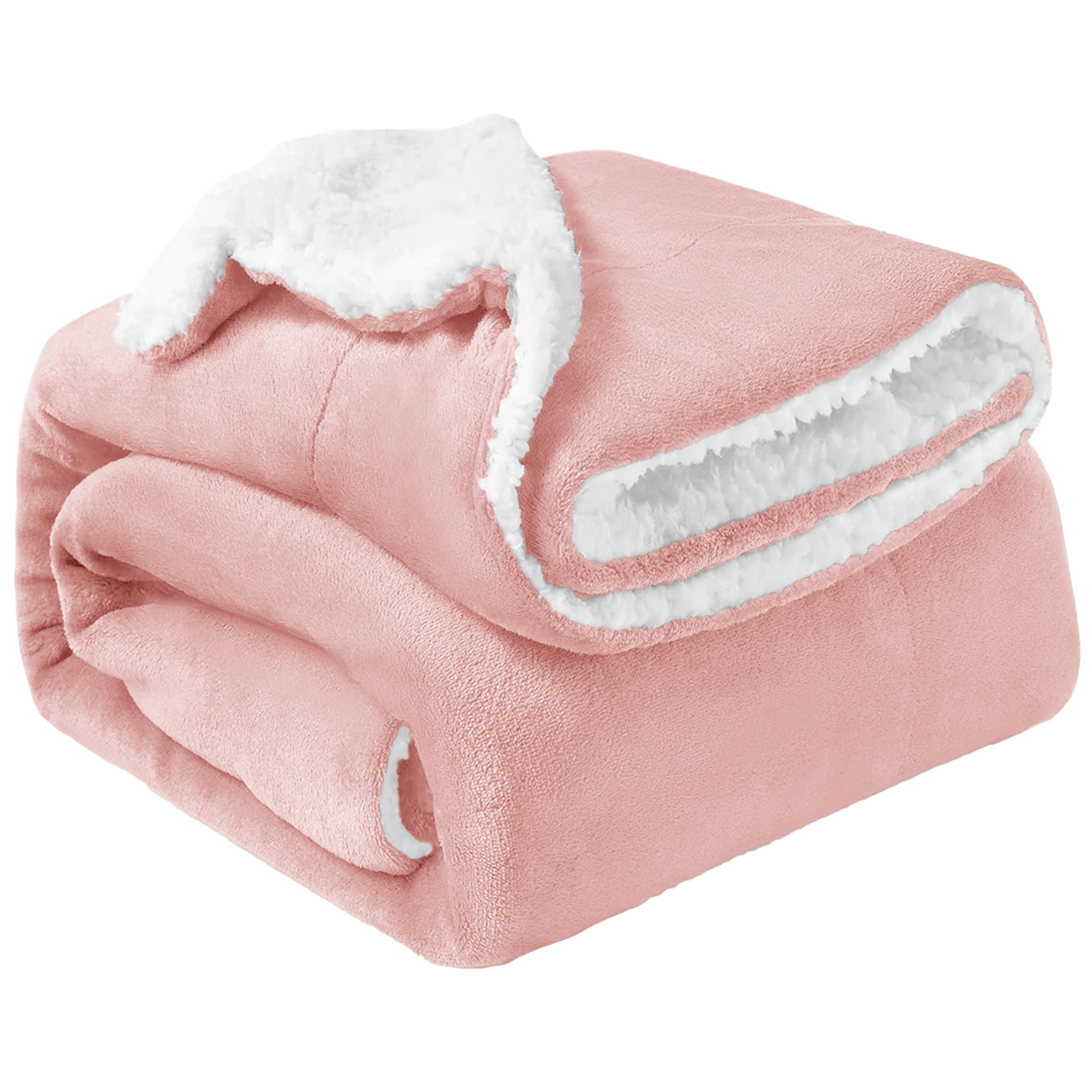 Oxford Homeware Pink Sherpa Fleece Blanket Reversible Throw Blankets Soft Fluffy Thick Blankets Microfiber Plush Blanket For Bed, Couch (, Super King (230 X 270 Cm))