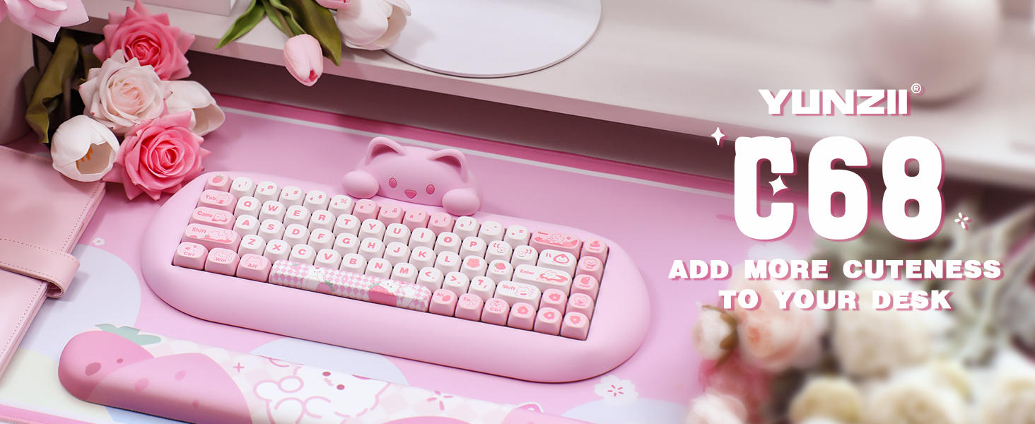 Amazon.com: YUNZII C68 Wireless Mechanical Keyboard,65% Layout,Hot