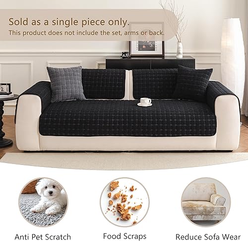 Miniatura 3 de MEETSKY Funda de sofá negra lavable para perros, funda de sofá para sofá de 2 cojines, fundas antideslizantes para sofá de dos plazas, fundas
